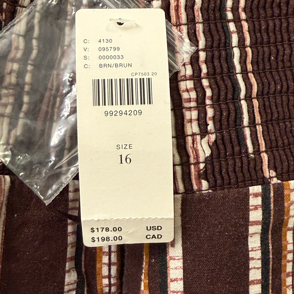NWT Anthropologie Soleil Linen Geometric Plunge- Neck Midi Dress - Picture 7 of 8